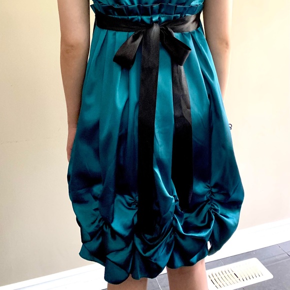 BOBOYUKA - BLACK+TEAL color prom dress - Picture 4 of 11